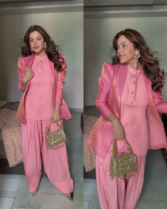 Peachy pink farsi blazer set
