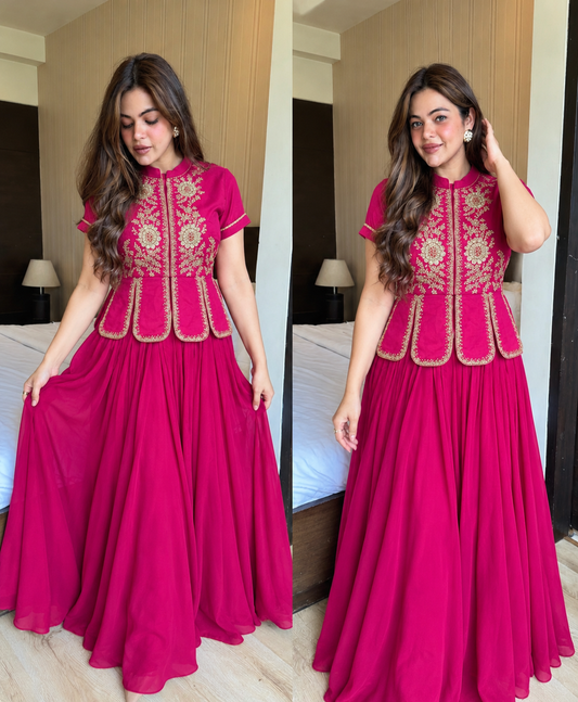 Pink skirt top embroidery