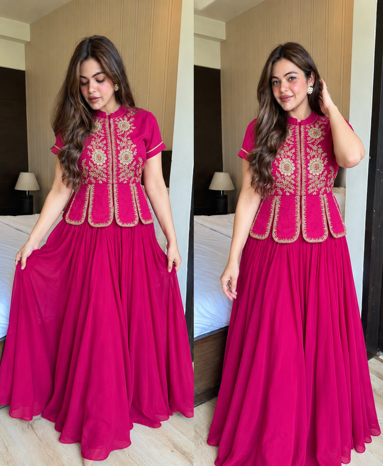 Pink skirt top embroidery