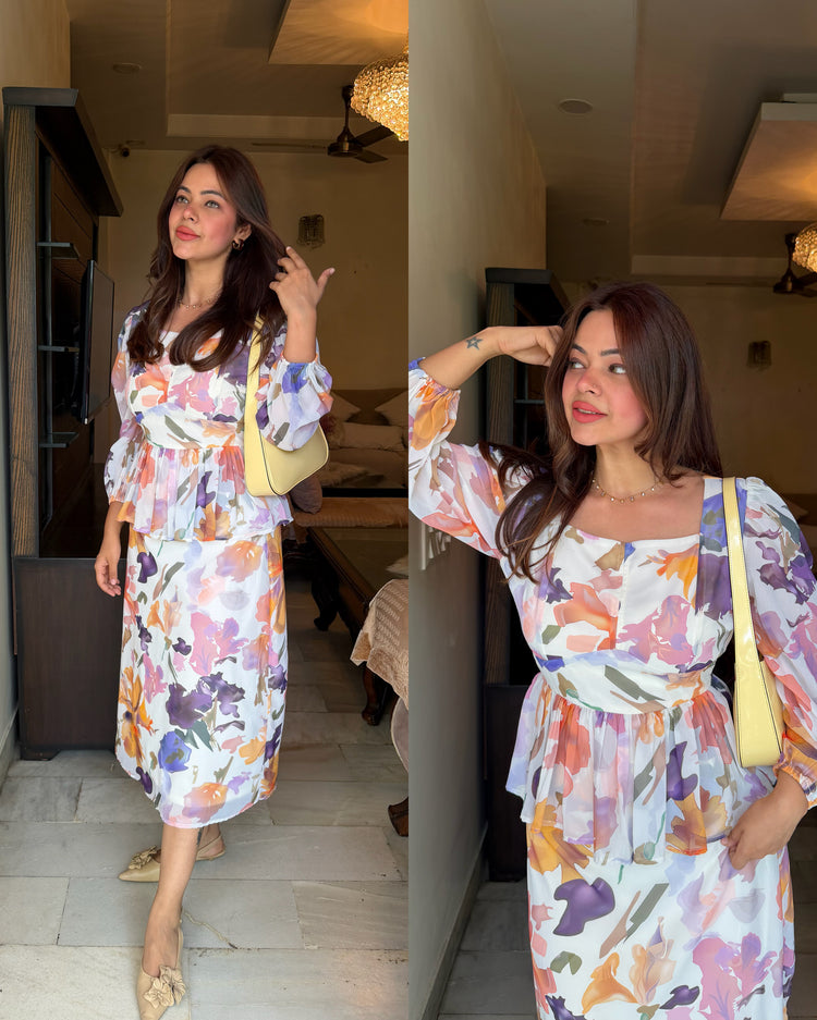 Multi colour peplum dress