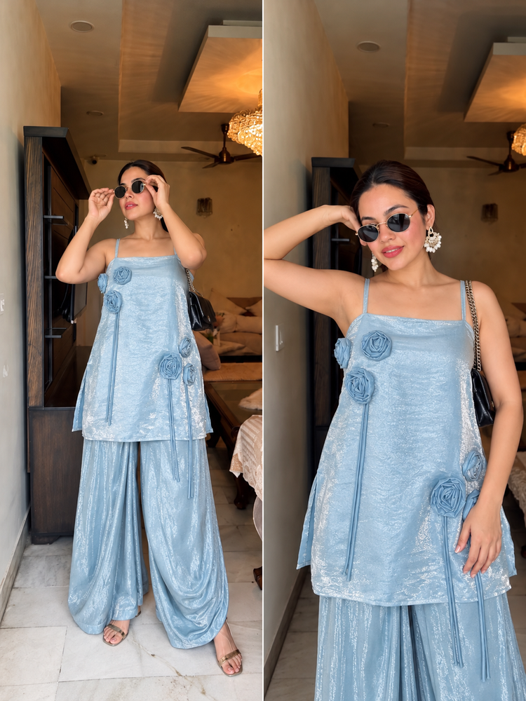 Ice blue rose strands co ord set