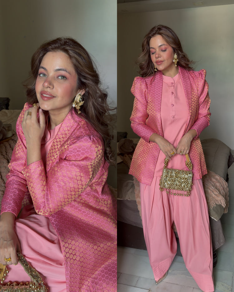 Peachy pink farsi blazer set