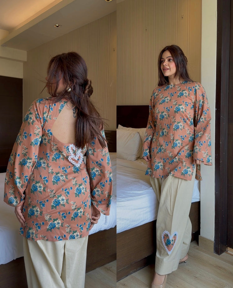 Pure cotton printed heart set