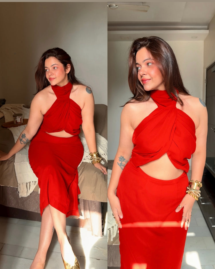 Drape bow resort wear dress
