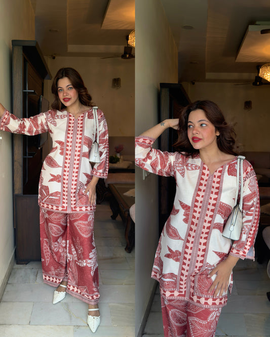Terracota cream cotton set