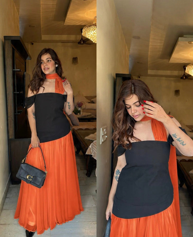 Colorblock Indowestern dress