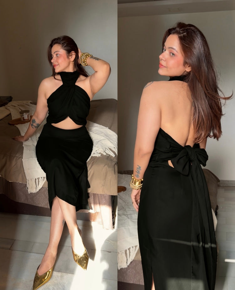 Drape bow resort wear dress