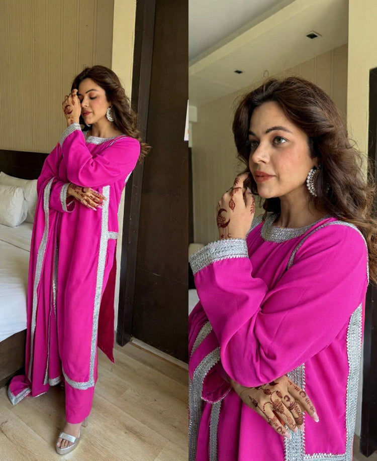 Silver work pakistani style suit