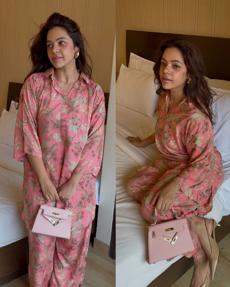 Pinkish peachy rayon cotton set