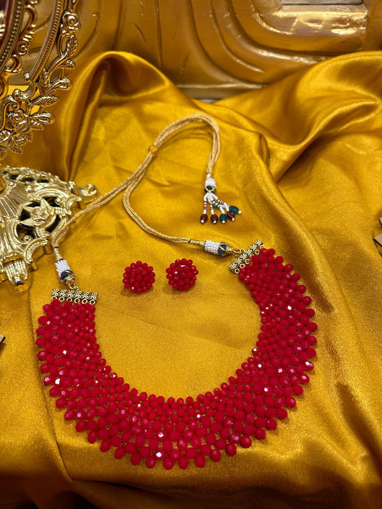 Red beads necklace set