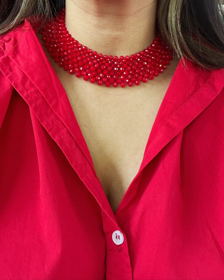 Red beads necklace set