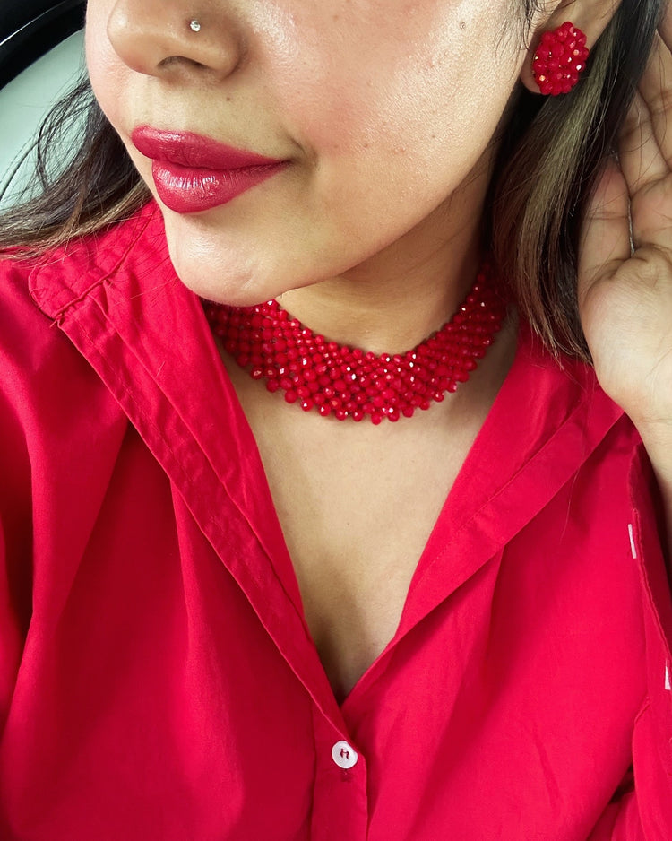 Red beads necklace set