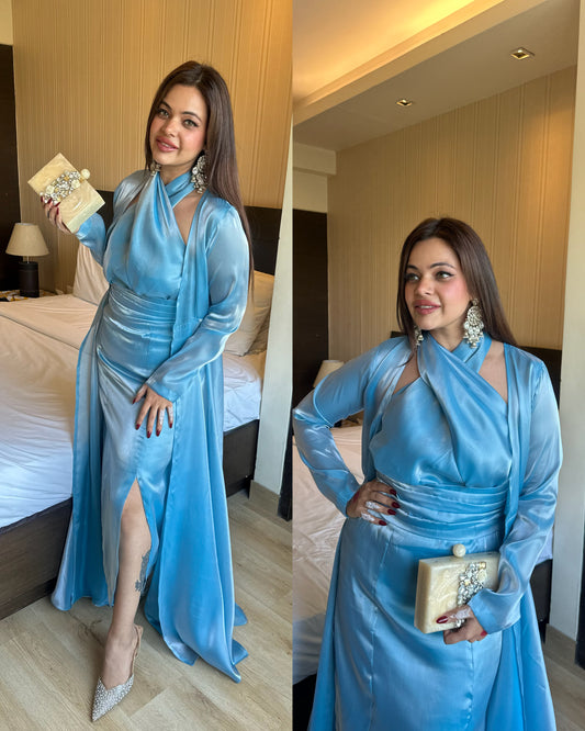 Ice blue organza drape set