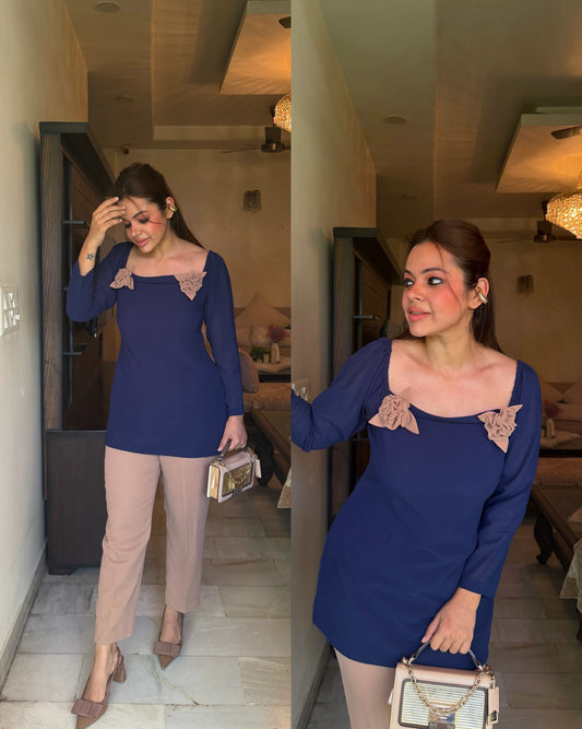 Nude navy blue classic rose set