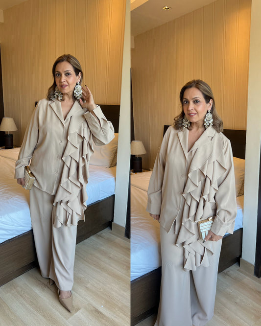 Nude beige frilly set