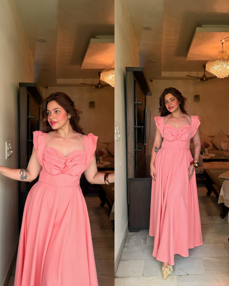 Resort wear cap sleeves gown