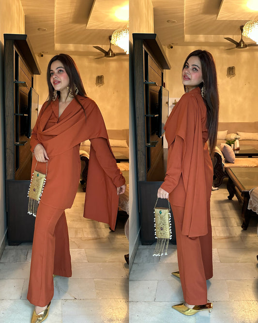 Teracotta power suit blazer set