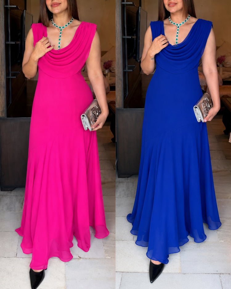 Black cowl emerald attached gown