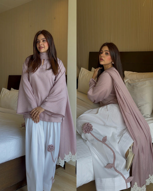 Blush pink flower farsi salwar suit