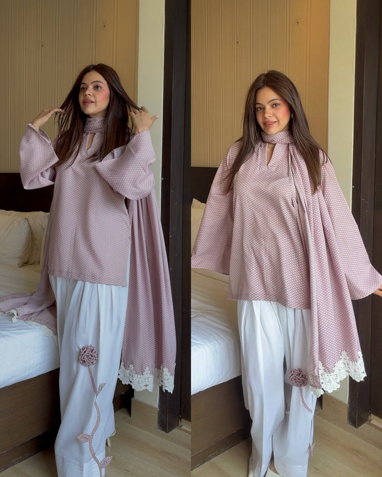 Blush pink flower farsi salwar suit
