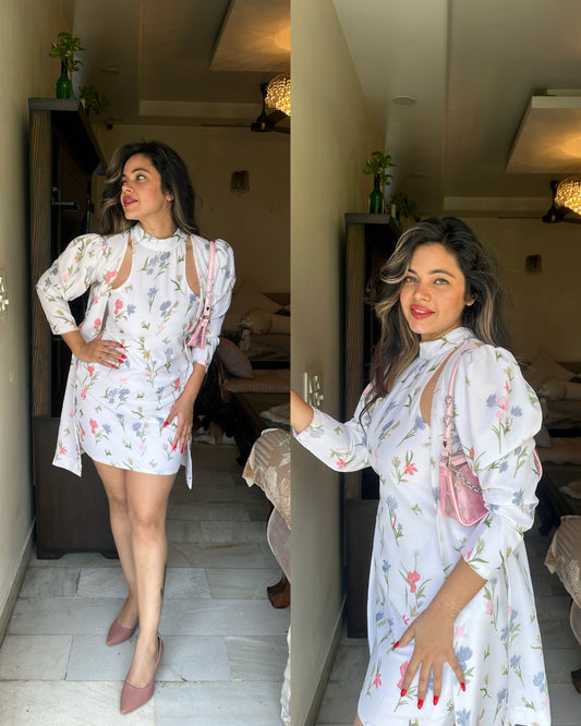 White floral pastel jacket set