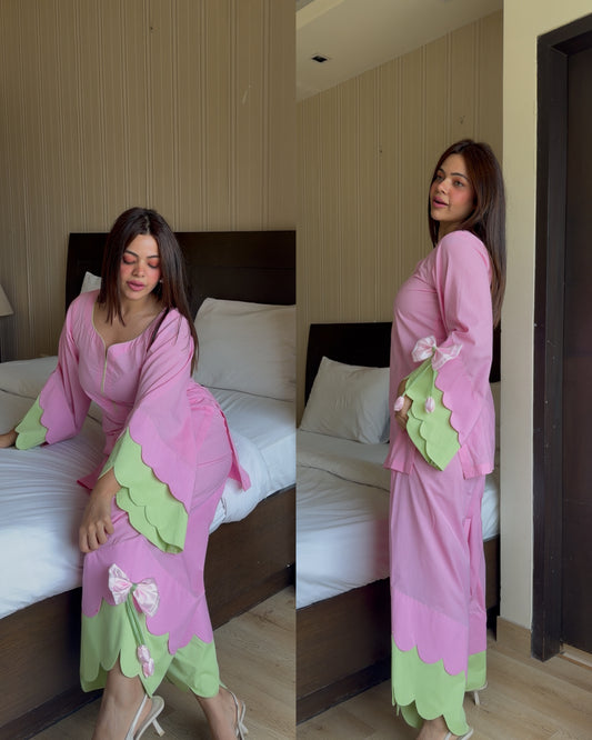 Pink cotton tulip farsi set
