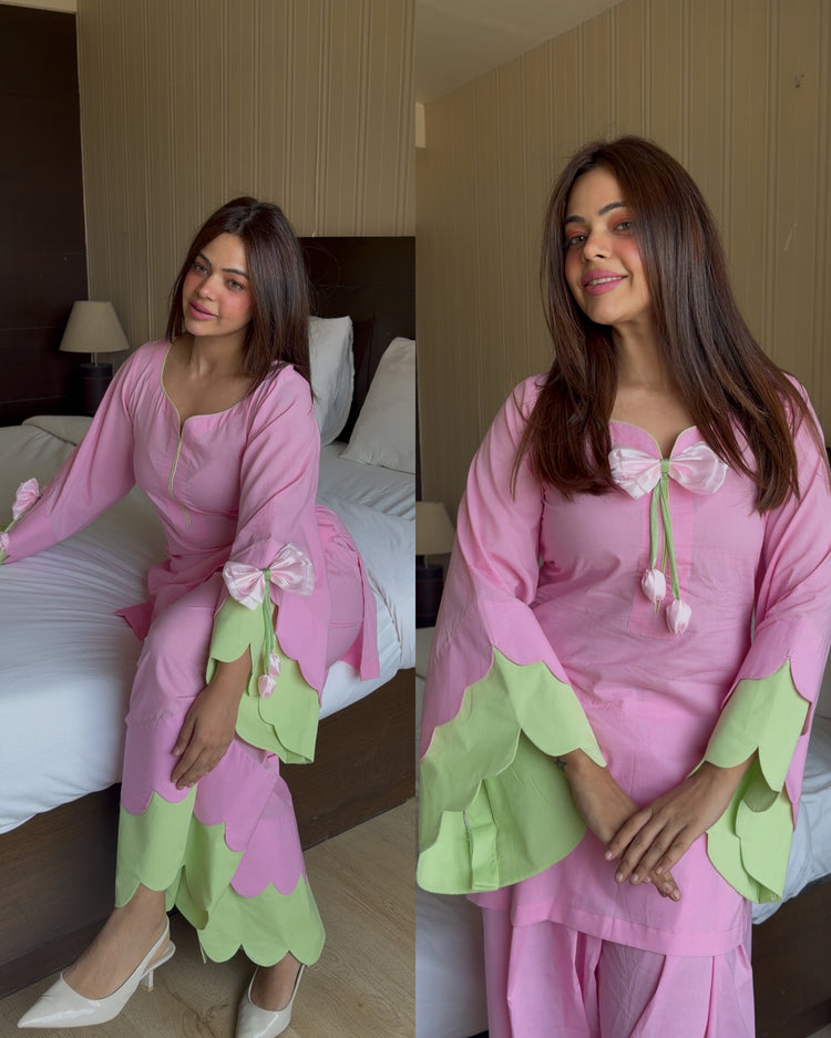 Pink cotton tulip farsi set