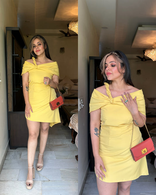 Braided strap yellow dress