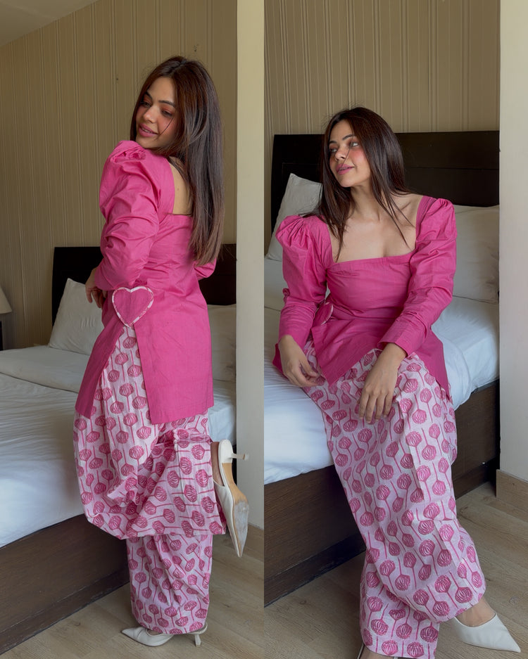 Pink farsi cotton heart set