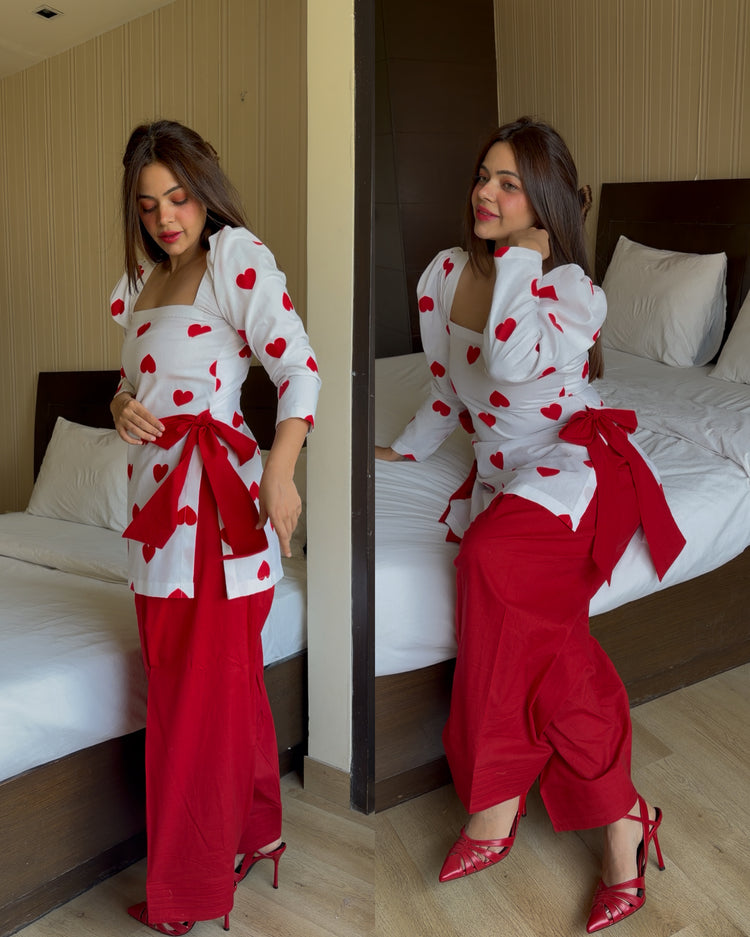 Red heart knot farsi set