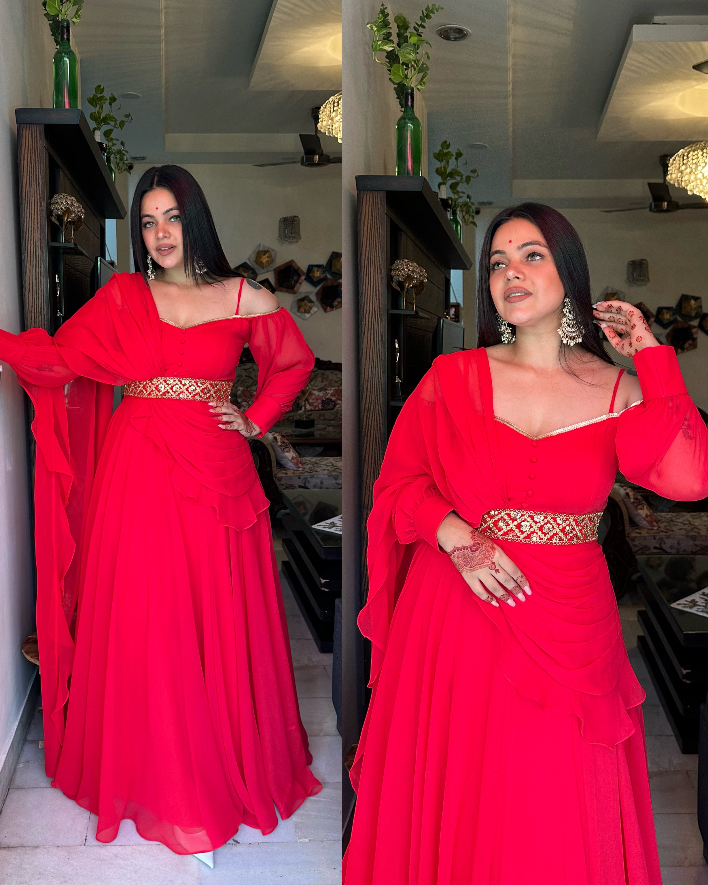 Red drape gown – SRISHTI