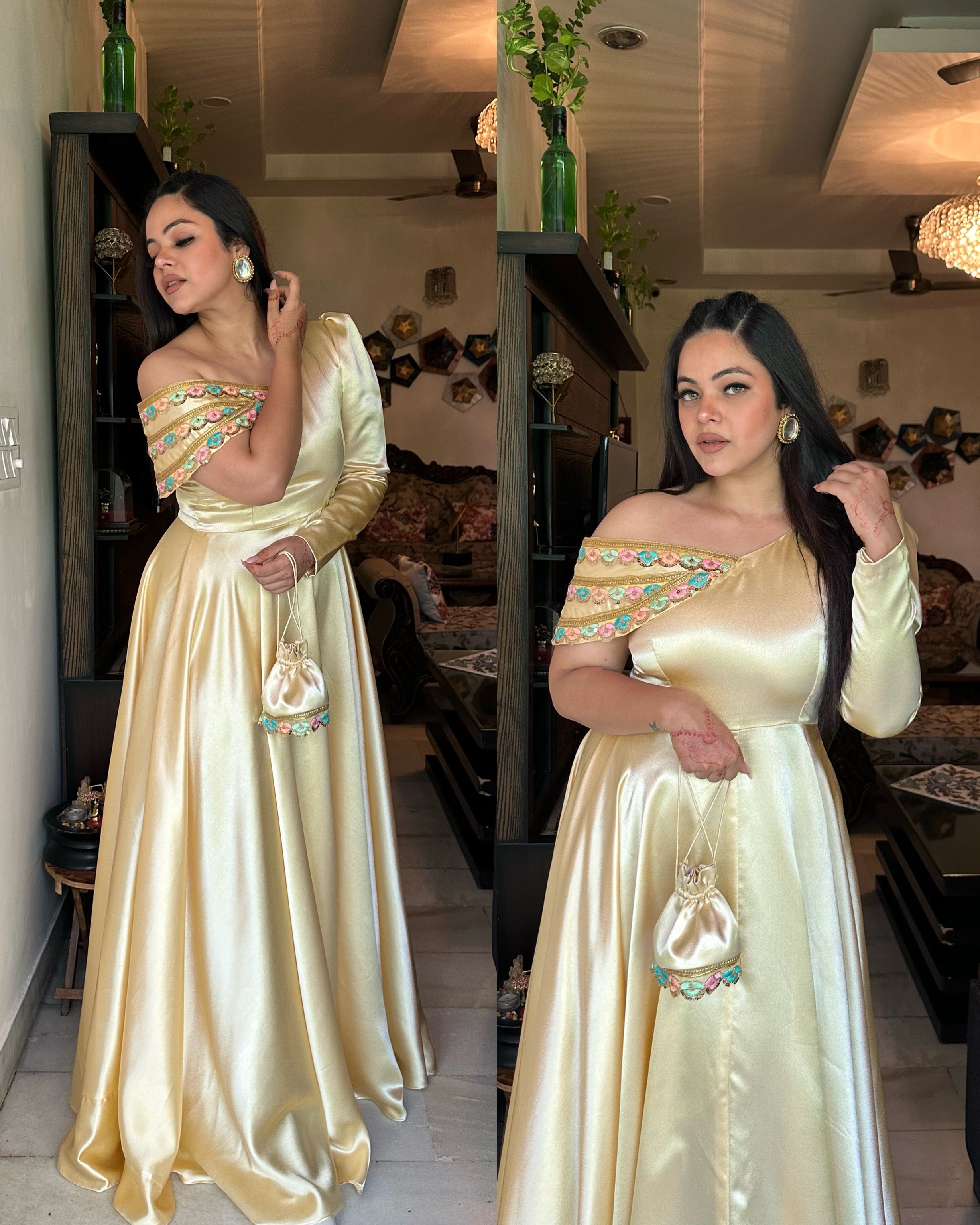 Shagufta Wine and Gold Dress main image 0