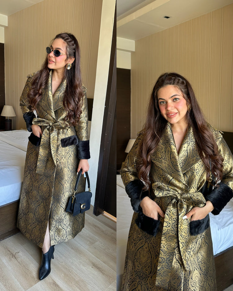 Indowestern silk furr dress