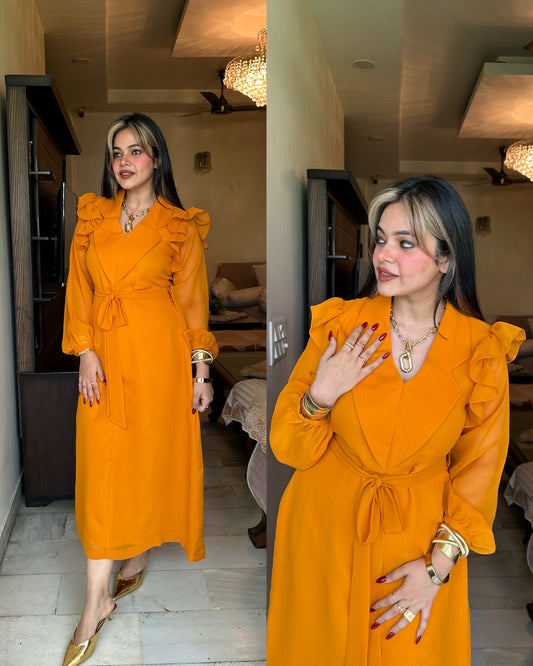 Goldfish orange frill dress