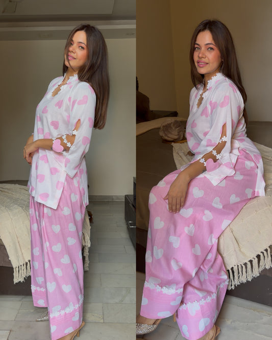 Baby pink white heart farsi set