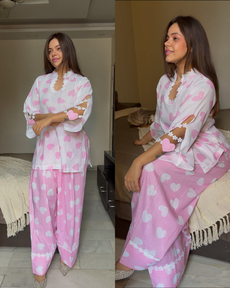 Baby pink white heart farsi set