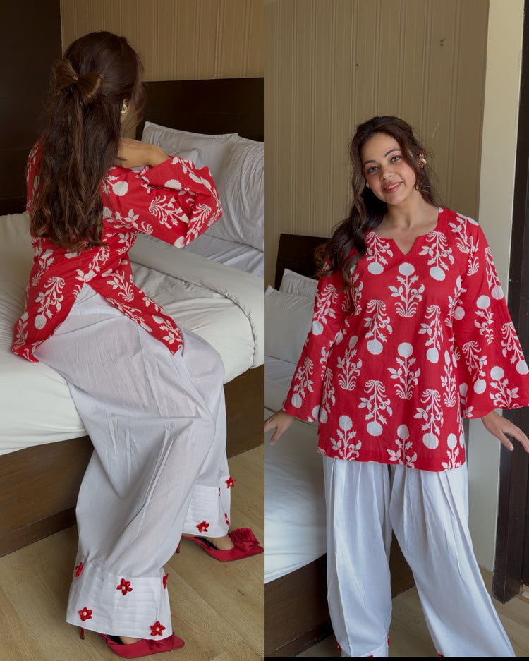 Red white 3d flower farsi set