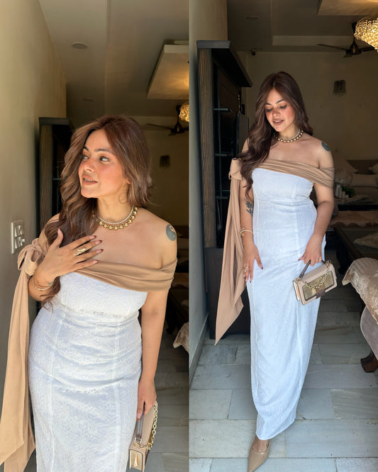Selft net nude bow dress