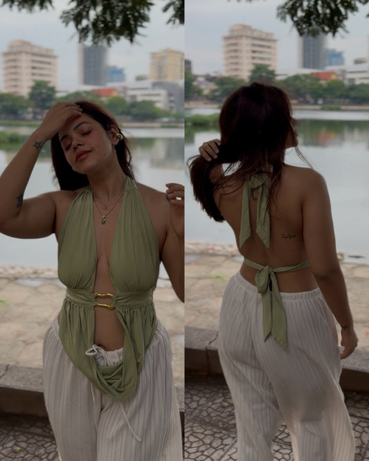 Vacation green top