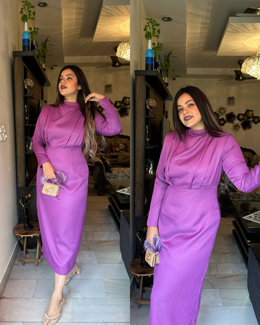 Purple woollen drape dress