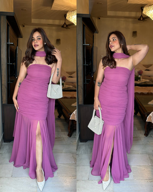 Dusty rose pink indowestern suit