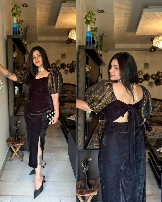 Black velvet indowestern dress