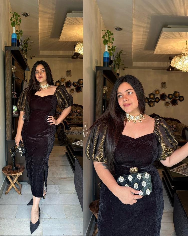 Black velvet indowestern dress