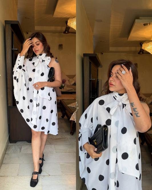 Polka asymmetrical dress