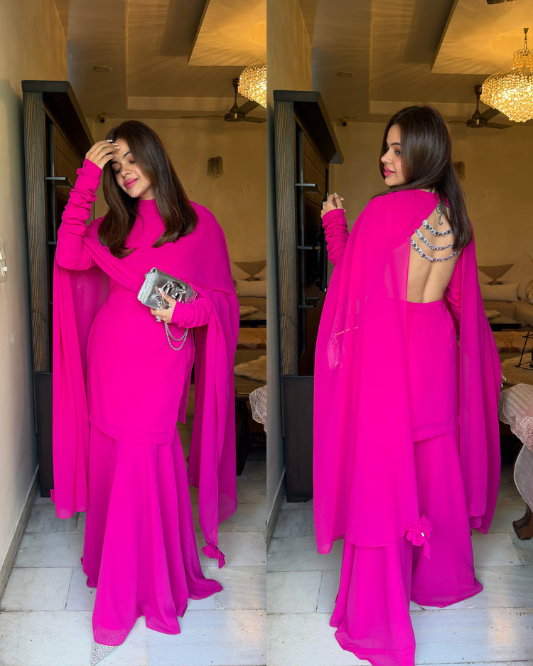 Hot pink studded back suit