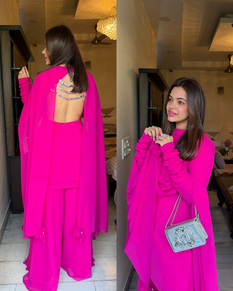 Hot pink studded back suit