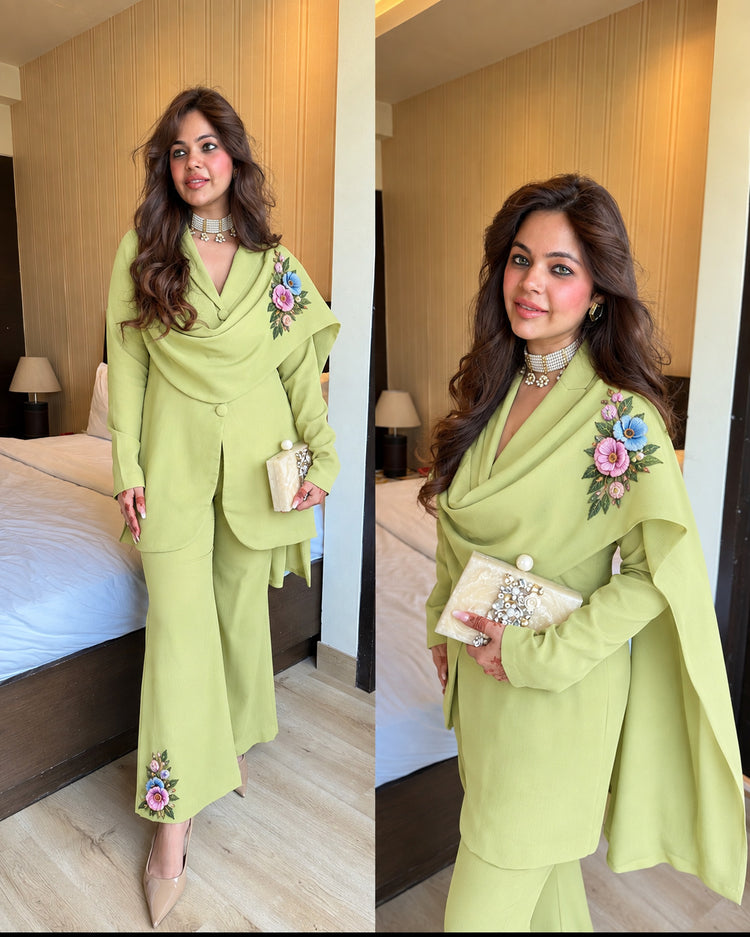Lime green drape blazer patch set