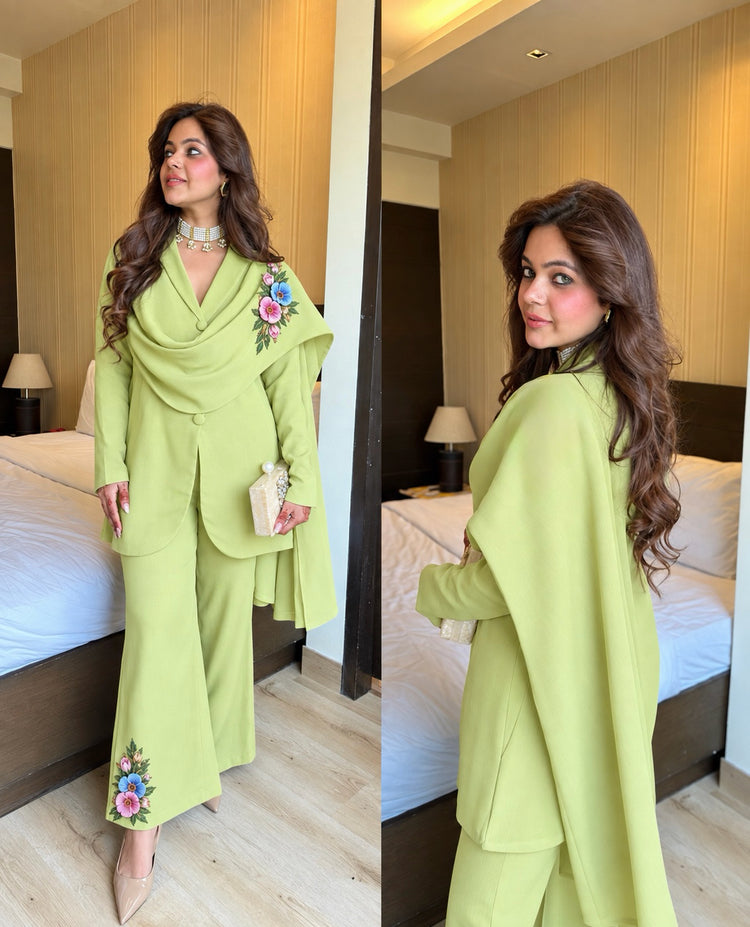 Lime green drape blazer patch set