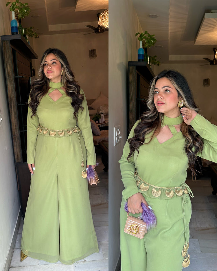 Green jumpsuit