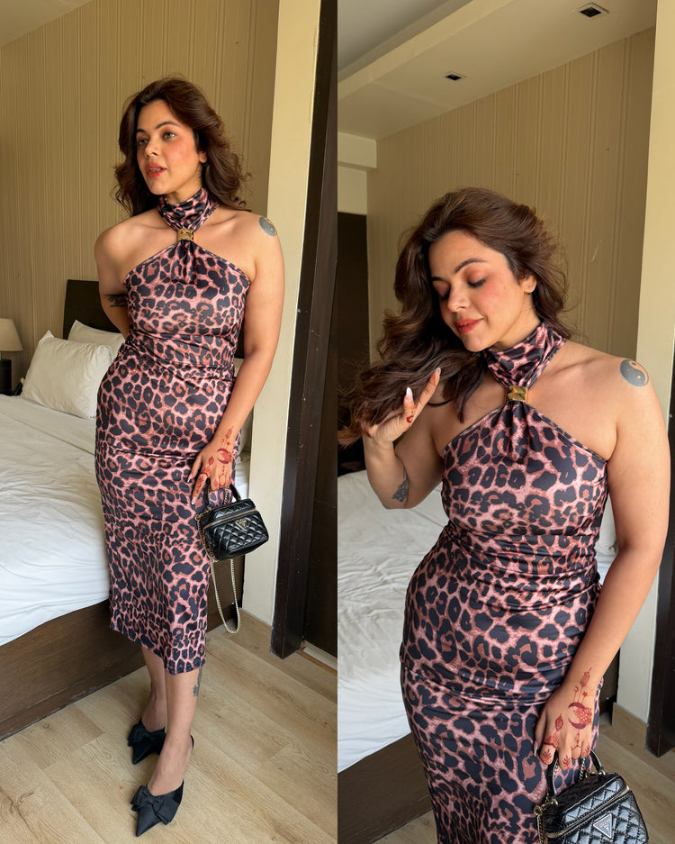 Animal print stretchable dress